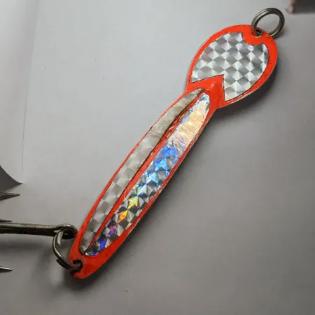 Vintage Glen Evans Loco 5, 1oz Nickel/Red fishing spoon #17923