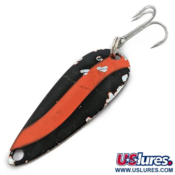 Vintage Worth Chippewa Steel Spoon, 3/16oz Black/Red/Nickel fishing spoon #17927