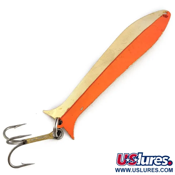 Vintage Acme Flash-King Wobbler, 1/4oz Gold/orange fishing spoon #17956