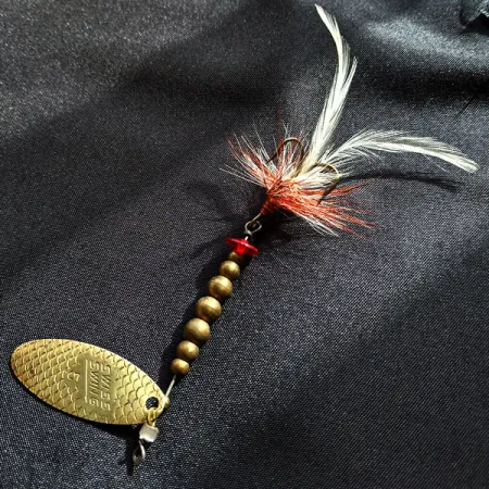 Vintage Renosky Lures Swiss Swing 5, 1/4oz Brass spinning lure #17988