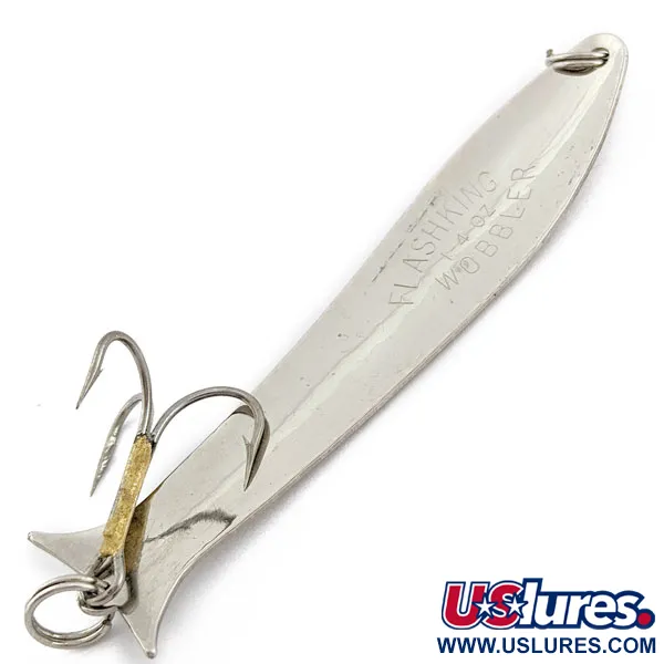 Vintage Acme Flash-King Wobbler, 1/4oz Nickel fishing spoon #17991