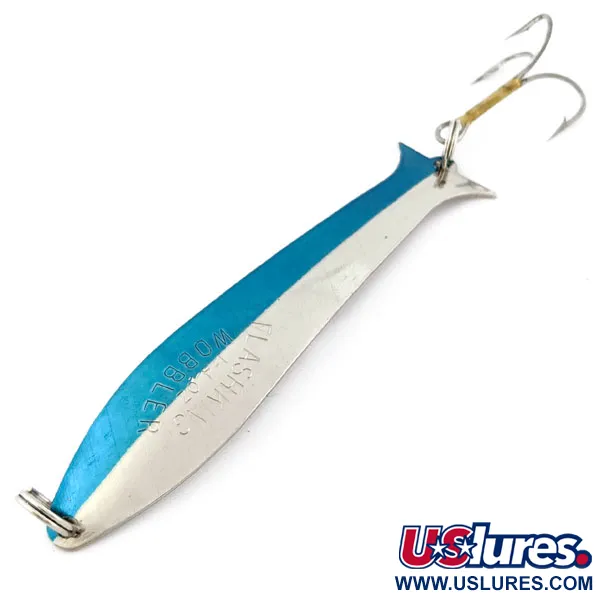 Vintage Acme Flash-King Wobbler, 1/4oz Nickel/blue fishing spoon #17992