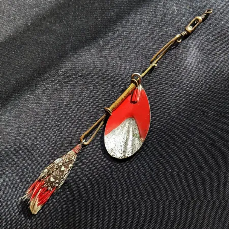 Vintage Pflueger Fluted Bait Bulldog quality, 3/16oz Nickel/Red spinning lure #18004