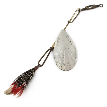 Vintage Pflueger Fluted Bait Bulldog quality, 3/16oz Nickel/Red spinning lure #18004