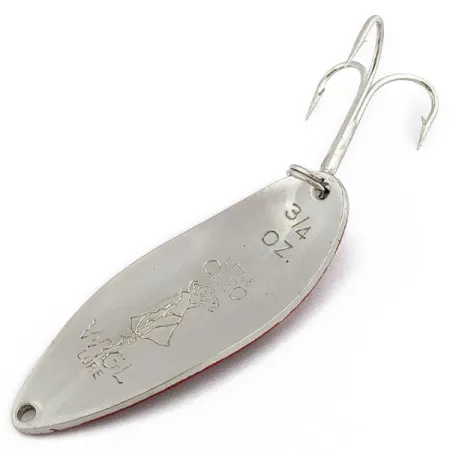 Vintage Seneca Little Cleo (Hula Girl), 3/4oz Red/White/Nickel fishing spoon #18032