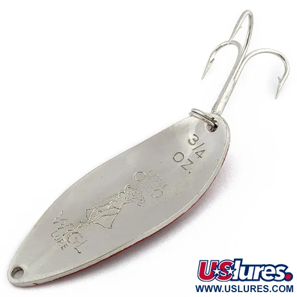 Vintage  Seneca Little Cleo (Hula Girl), 3/4oz Red/White/Nickel fishing spoon #18032