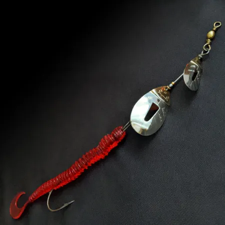Vintage Pflueger June Bug, 1/3oz Nickel/Gold/Red spinning lure #18037