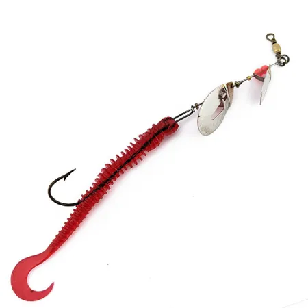 Vintage Pflueger June Bug, 1/3oz Nickel/Gold/Red spinning lure #18037