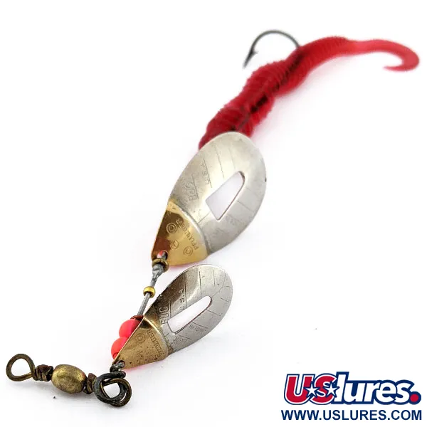 Vintage   Pflueger June Bug, 1/3oz Nickel/Gold/Red spinning lure #18037