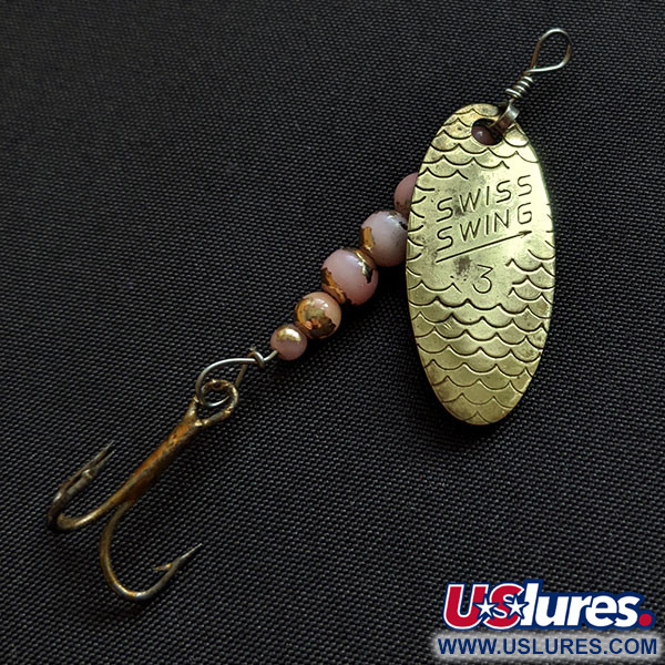 Vintage  Renosky Lures Swiss Swing 3, 3/32oz Gold spinning lure #18041