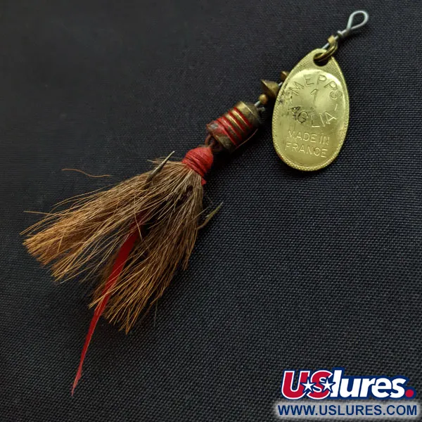 Vintage   Mepps Aglia 1 Dressed, 1/8oz Gold spinning lure #18044