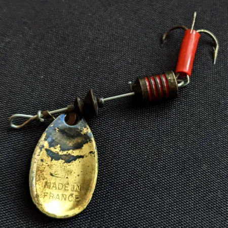 Vintage Mepps Aglia 1, 1/8oz Gold spinning lure #18048