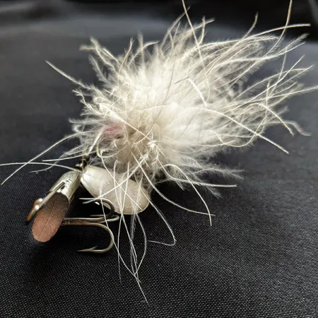 Vintage Uncle Josh Marabou Spinrite, 1/3oz Nickel fishing spoon #18051