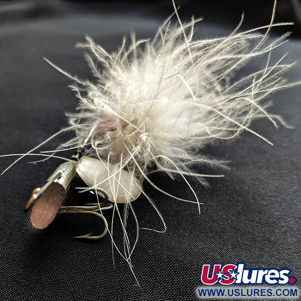 Vintage Uncle Josh Marabou Spinrite, 1/3oz Nickel fishing spoon #18051