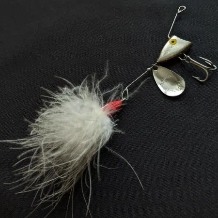 Vintage Uncle Josh Marabou Spinrite, 1/3oz Nickel fishing spoon #18051