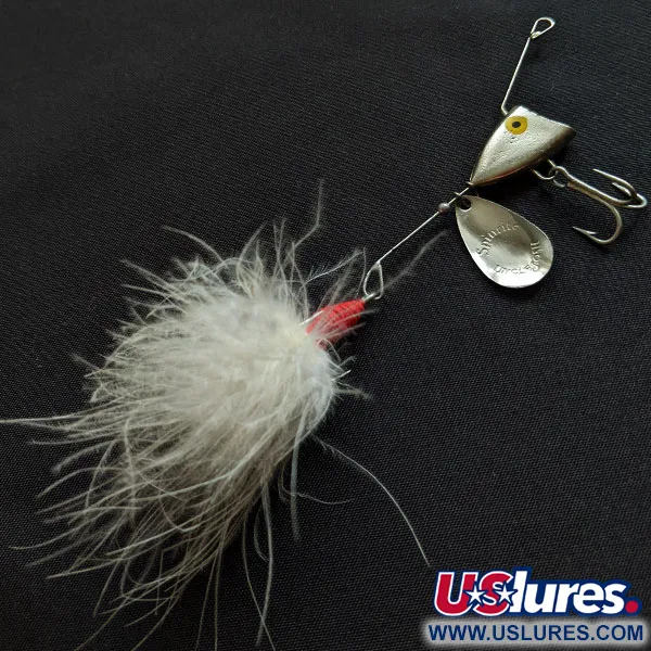 Vintage Uncle Josh Marabou Spinrite, 1/3oz Nickel fishing spoon #18051