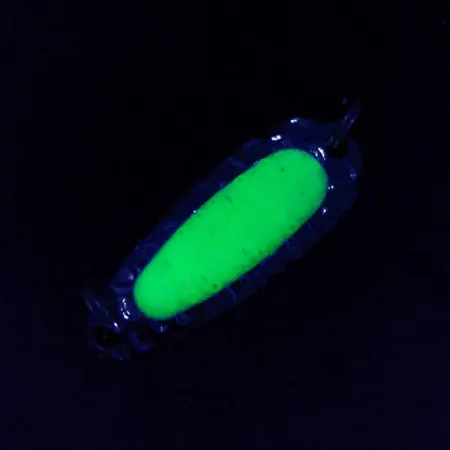 Vintage Blue Fox Pixee, 1/8oz nickel/green UV fishing spoon #18098