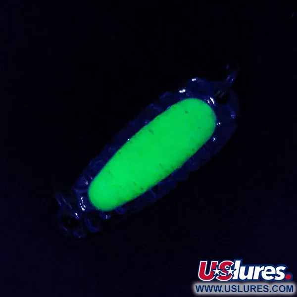 Vintage   Blue Fox Pixee, 1/8oz nickel/green UV fishing spoon #18098