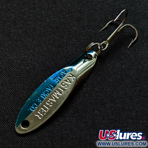Vintage Acme Kastmaster, 1/8oz nickel/blue fishing spoon #18105