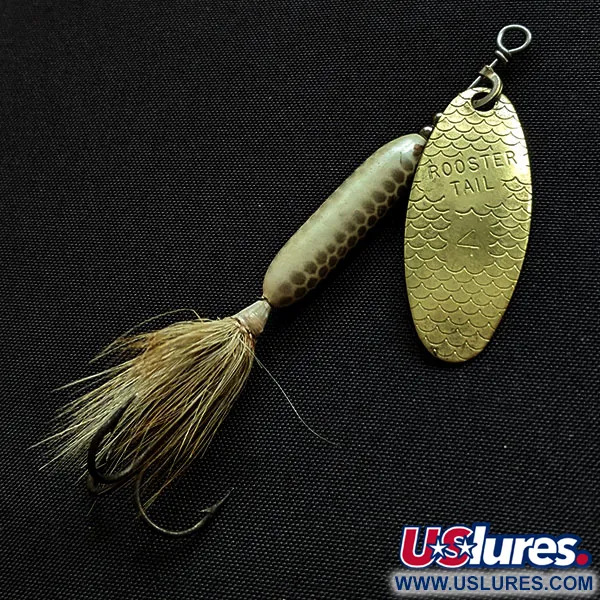 Vintage  Yakima Bait Worden’s Original Rooster Tail 4, 1/4oz gold spinning lure #18113