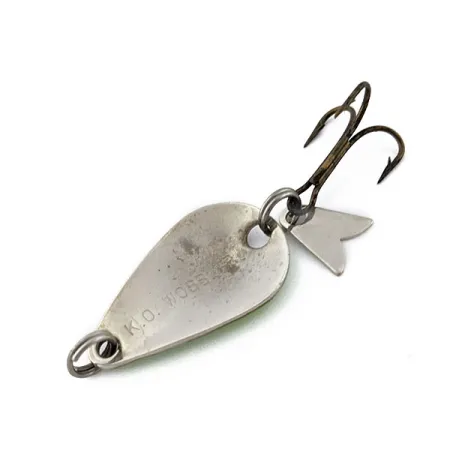 Vintage Acme K.O. Wobbler, 1/8oz nickel/green fishing spoon #18119