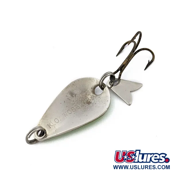 Vintage Acme K.O. Wobbler, 1/8oz nickel/green fishing spoon #18119