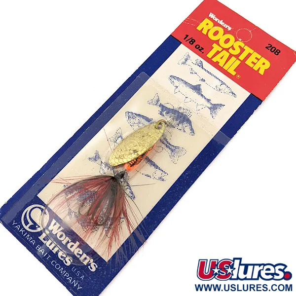  Yakima Bait Worden’s Original Rooster Tail, 1/8oz gold spinning lure #18121