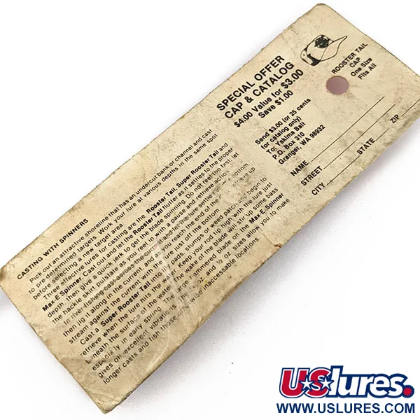  Yakima Bait Worden’s Original Rooster Tail, 1/8oz silver spinning lure #18124