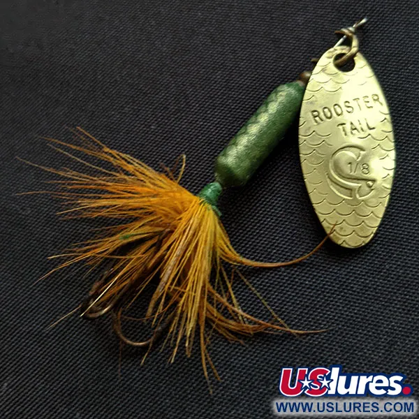 Vintage  Yakima Bait Worden’s Original Rooster Tail, 1/8oz gold spinning lure #18130