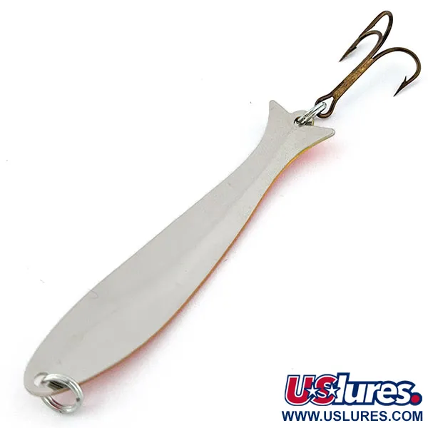 Vintage Acme Flash-King Wobbler, 3/16oz nickel/orange fishing spoon #18144