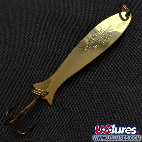 Vintage Acme Flash-King Wobbler, 3/16oz gold fishing spoon #18145