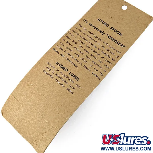  Hydro Lures Hydro Spoon, 2/5oz black/green fishing lure #18150