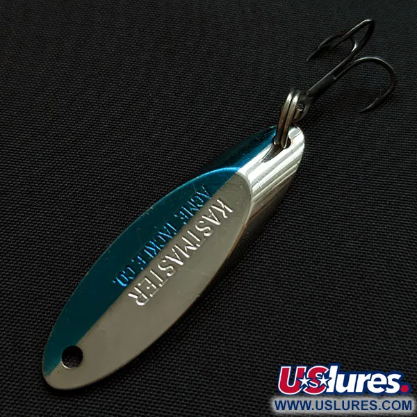 Vintage Acme Kastmaster, 1/4oz nickel/blue fishing spoon #18165