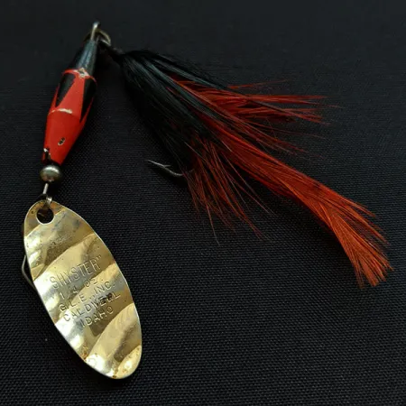 Vintage Glen Evans Shyster, 1/4oz gold/red spinning lure #18189