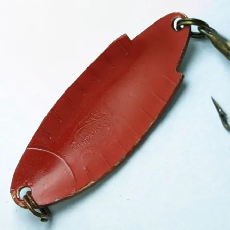 Vintage ​Thomas Buoyant, 1/4oz Pearl/red fishing spoon #18194