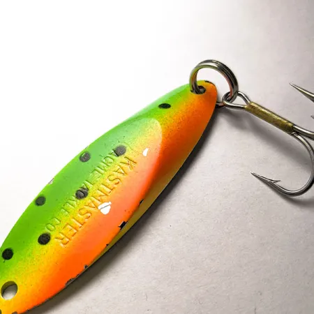 Vintage Acme Kastmaster UV, 3/4oz Fire Tiger fishing spoon #18208