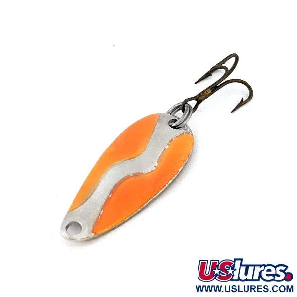 Vintage Acme Kamlooper Wee, 1/8oz nickel/orange fishing spoon #18211