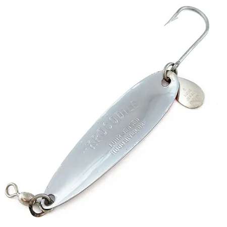 Vintage Luhr Jensen Krocodile #5, 1oz nickel/orange UV fishing spoon #18213