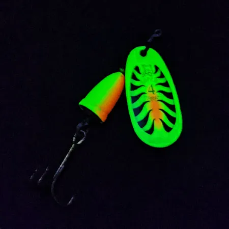 Vintage Blue Fox Super Vibrax 4, 3/8oz Fire Tiger spinning lure #18215