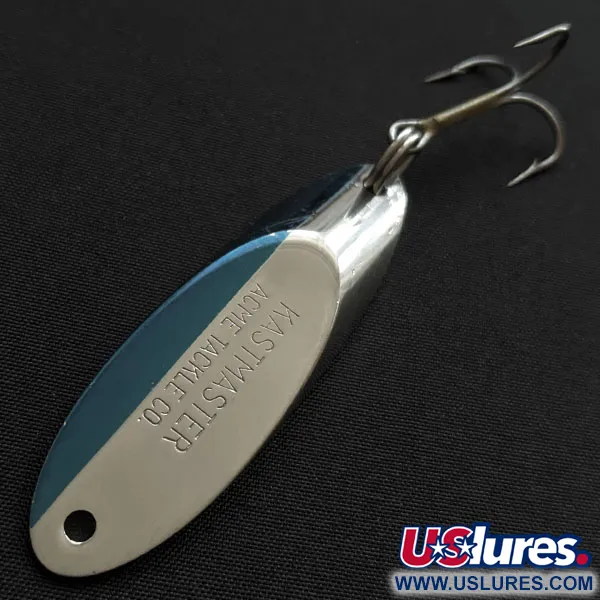 Vintage Acme Kastmaster, 3/4oz nickel/blue fishing spoon #18239
