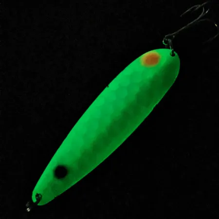 Vintage Worth Hex Trolling Spoons Glow, 2/3oz green Glow - glows in the dark fishing spoon #18240