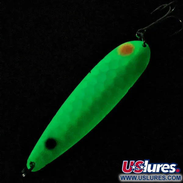 Vintage Worth Hex Trolling Spoons Glow, 2/3oz green Glow - glows in the dark fishing spoon #18240