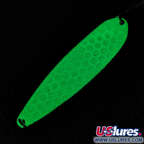 Vintage  Worth Hex Trolling Spoons Glow, 2/3oz green Glow - glows in the dark fishing spoon #18240