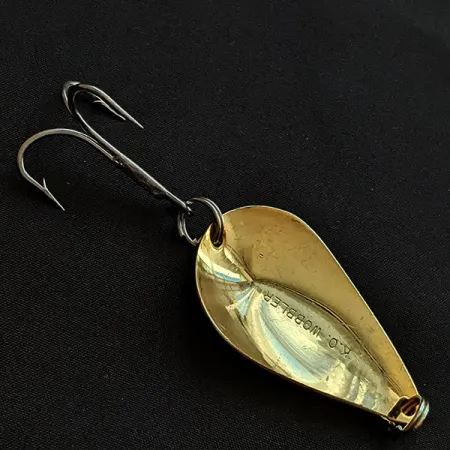 Vintage Acme K.O. Wobbler, 3/4oz orange/gold fishing spoon #18251