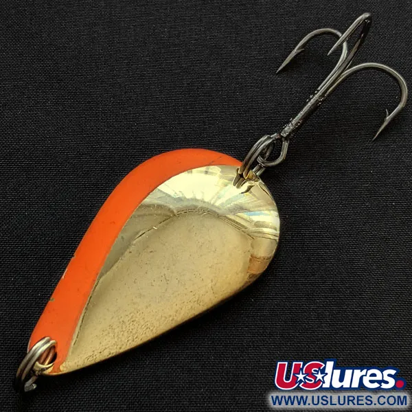 Vintage Acme K.O. Wobbler, 3/4oz orange/gold fishing spoon #18251