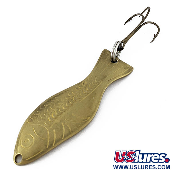 Vintage   Al's gold fish, 3/5oz brass fishing spoon #18252