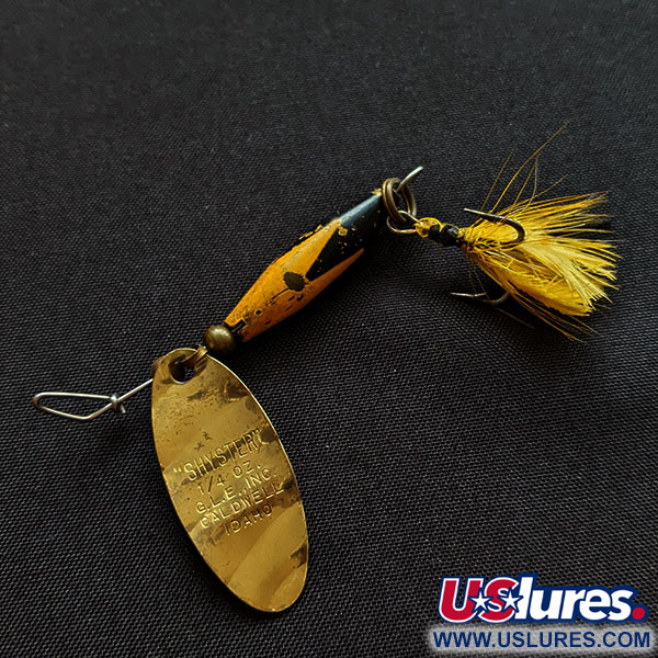 Vintage   Glen Evans Shyster, 1/4oz gold/black/yellow spinning lure #18255
