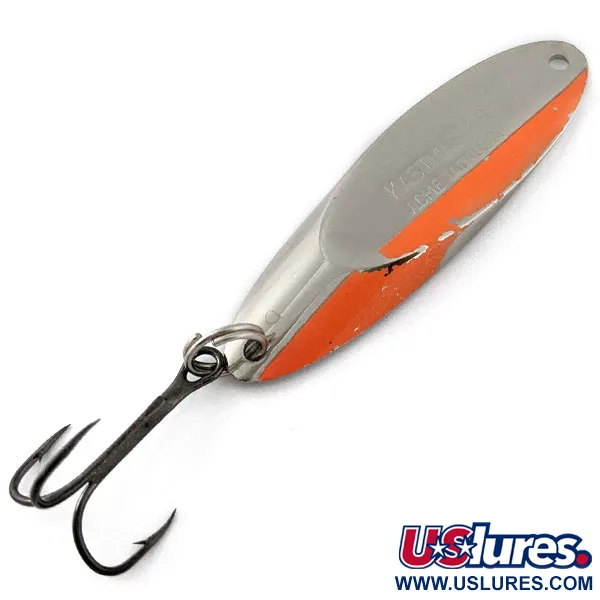 Vintage Acme Kastmaster, 1oz nickel/orange fishing spoon #18280