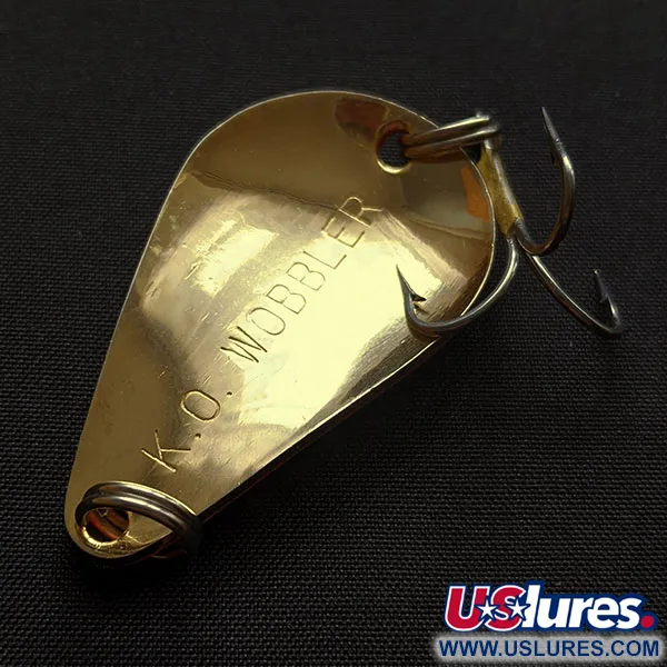 Vintage Acme K.O. Wobbler, 1/2oz gold/orange fishing spoon #18281