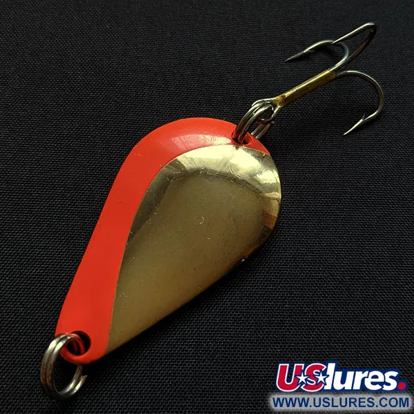 Vintage Acme K.O. Wobbler, 1/2oz gold/orange fishing spoon #18281